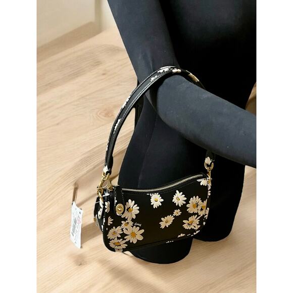 NWT Coach CR509 Floral Print Leather Swinger 20 Bag - Picture 6 of 12